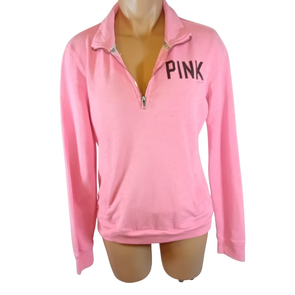 Post Y2K Victoria's Secret PINK 1/4 Zip Pullover Lightweight Hoodie Athleisure S